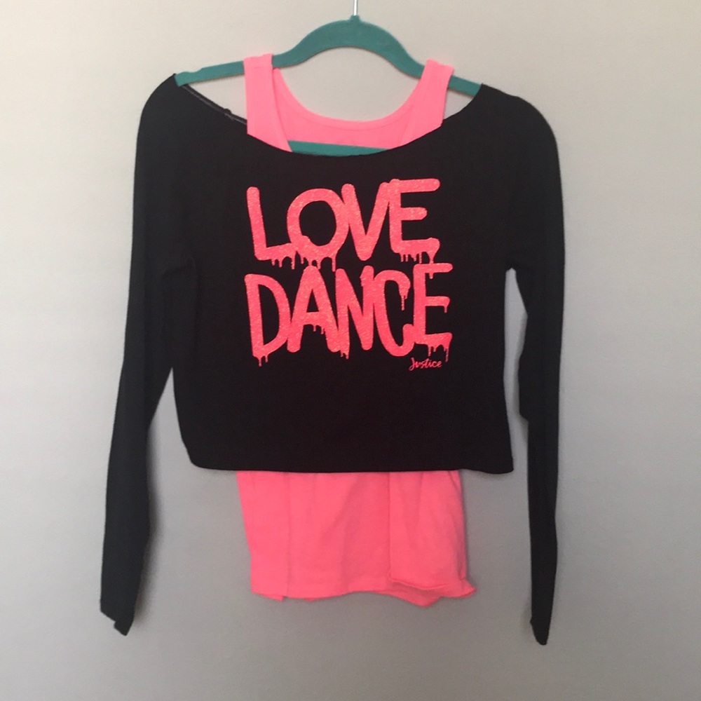Black love to dance top with pink tank top